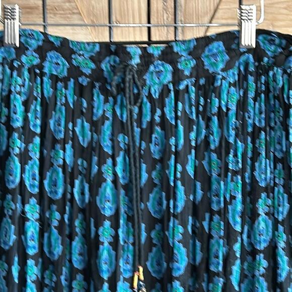 LIz Baker Vintage Womens Skirt One Size Blue Paisley Maxi Boho Hippie - Picture 2 of 7